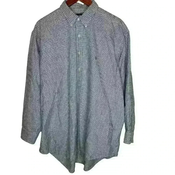 Ralph Lauren Yarmouth Long Sleeve Button down plaid‎ blue 100% Cotton shirt - Picture 6 of 7